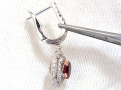Pendientes colgantes de doble halo de diamantes de rubí rojo profundo natural de 2,70 quilates 14 quilates