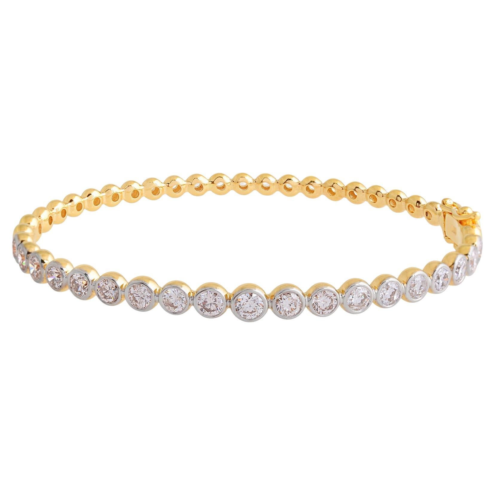 2.70 Carat Natural Diamond Bangle Bracelet 18 Karat Yellow Gold Fine Jewelry