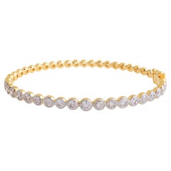 2.70 Carat Natural Diamond Bangle Bracelet 18 Karat Yellow Gold Fine Jewelry