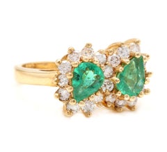 2.70 Carat Natural Emerald and Diamond 14 Karat Solid White Gold Ring