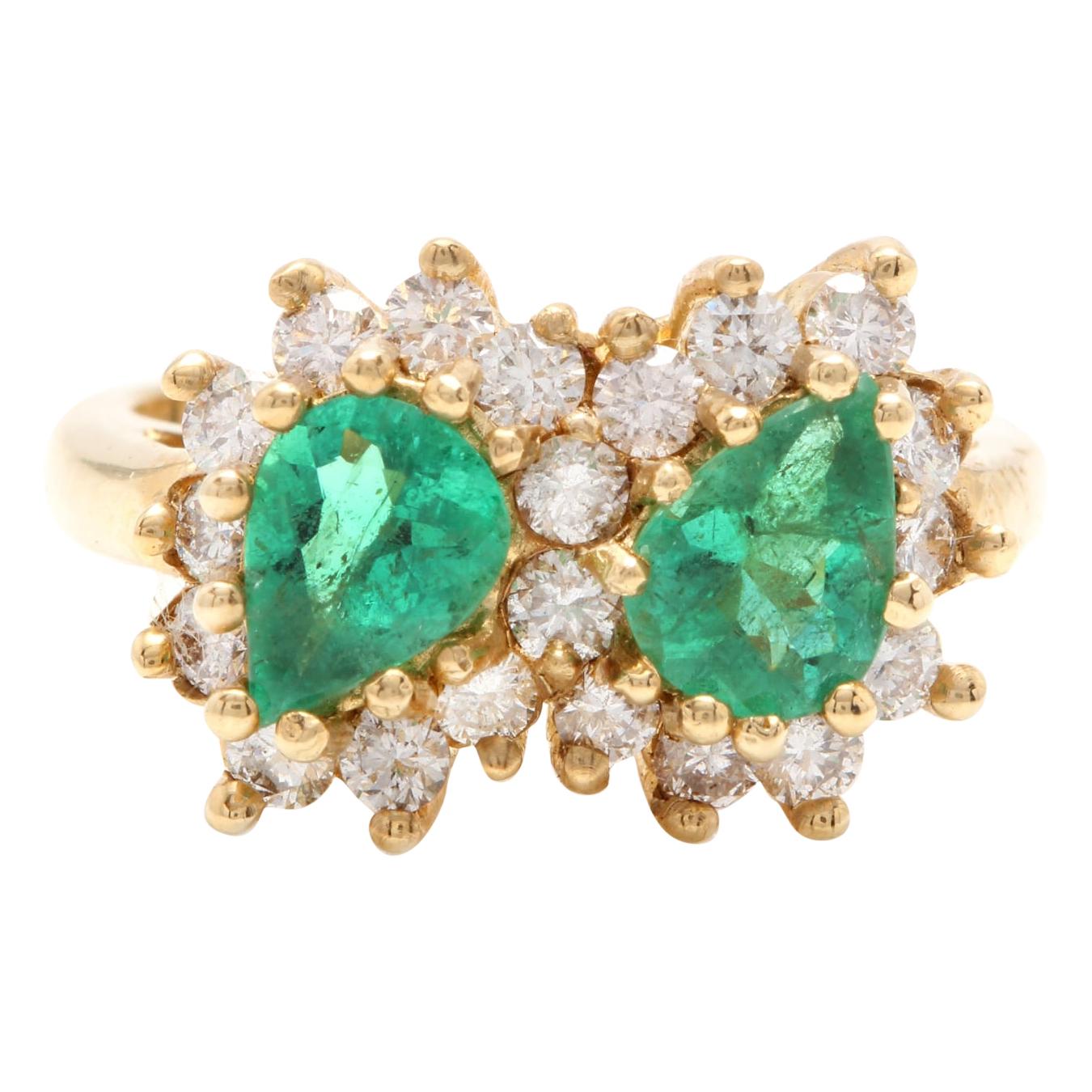 2.70 Carat Natural Emerald and Diamond 14 Karat Solid White Gold Ring For Sale