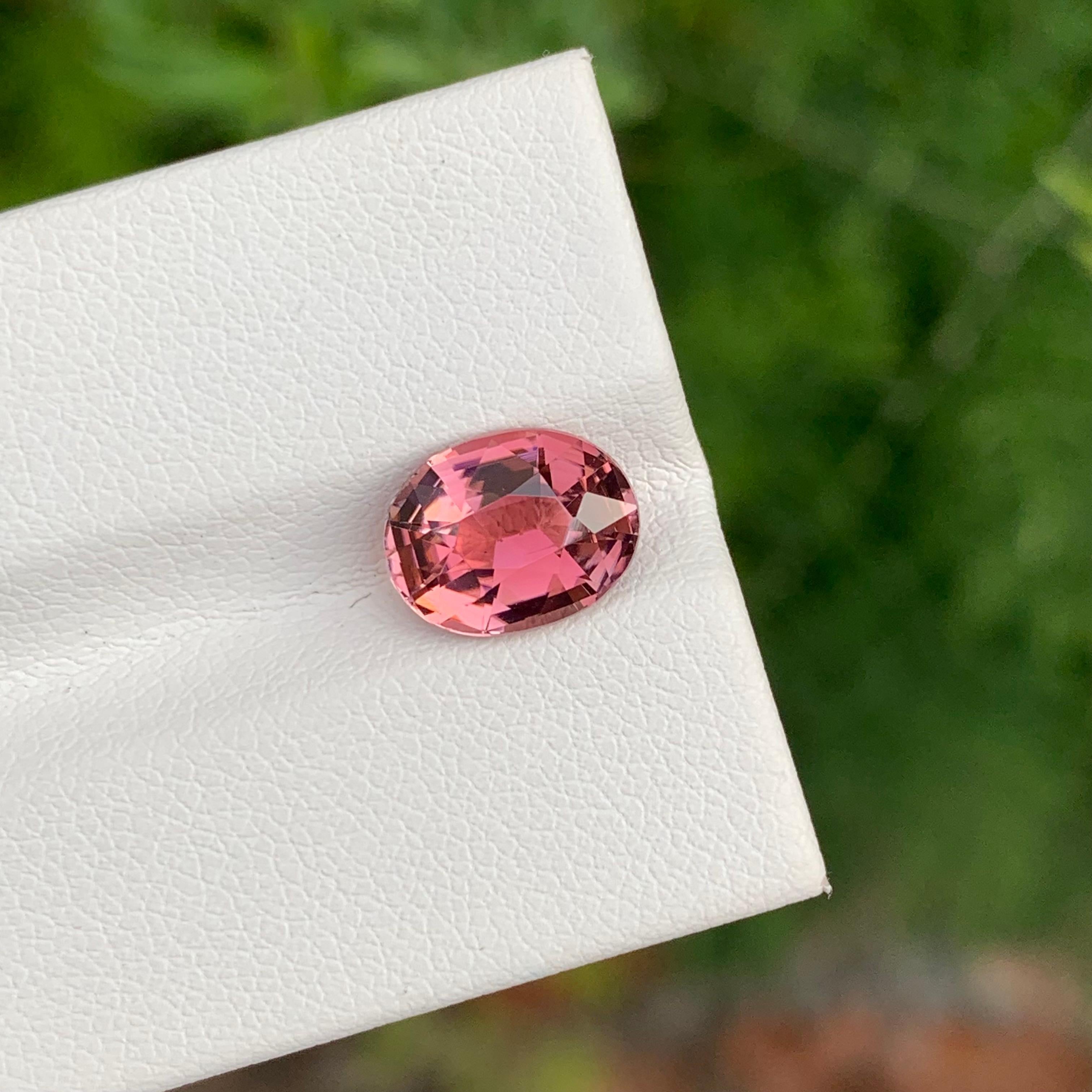 Arts and Crafts 2.70 Carat Natural Hot Pink Loose Tourmaline Oval Shape Gem For Wedding Ring For Sale