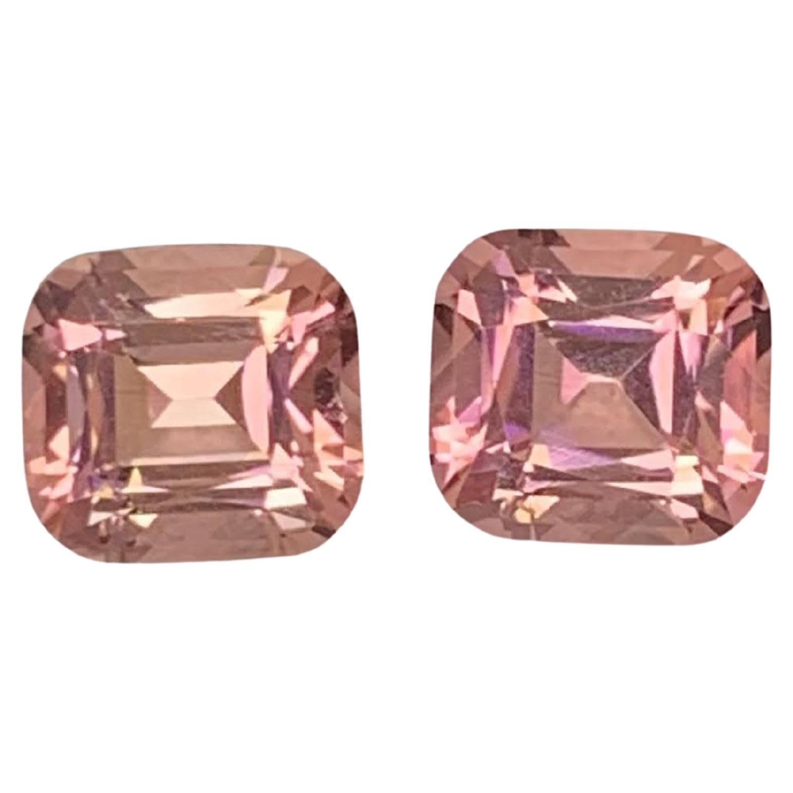 2.70 Carat Natural Loose Baby Pink Tourmaline Pair Cushion Cut Afghan Gemstones in vendita