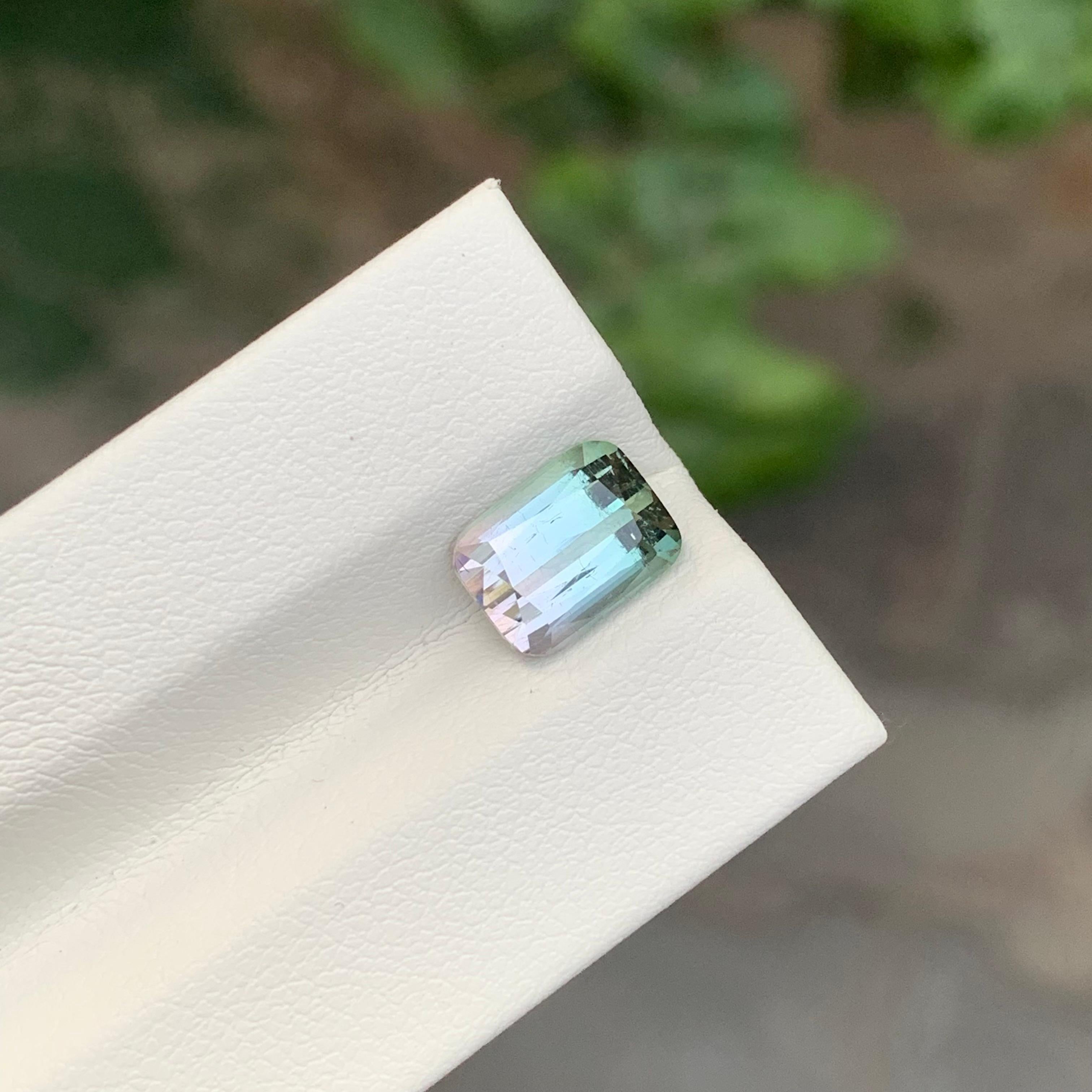 Arts and Crafts 2.70 Carat Natural Loose Bi Colour Tourmaline Cushion Shape Gemstone (pierre précieuse en forme de coussin) en vente