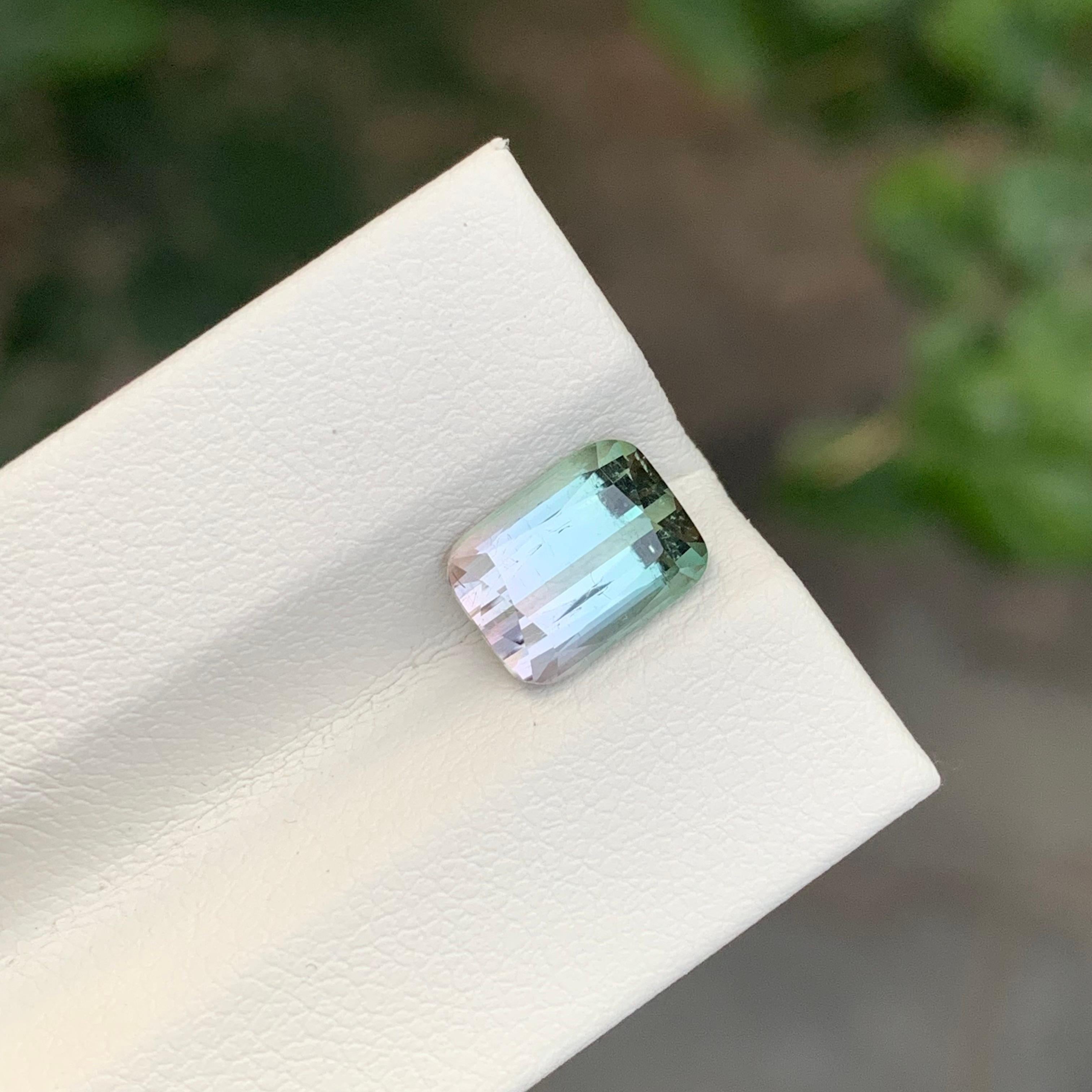 2.70 Carat Natural Loose Bi Colour Tourmaline Cushion Shape Gemstone (pierre précieuse en forme de coussin) Unisexe en vente