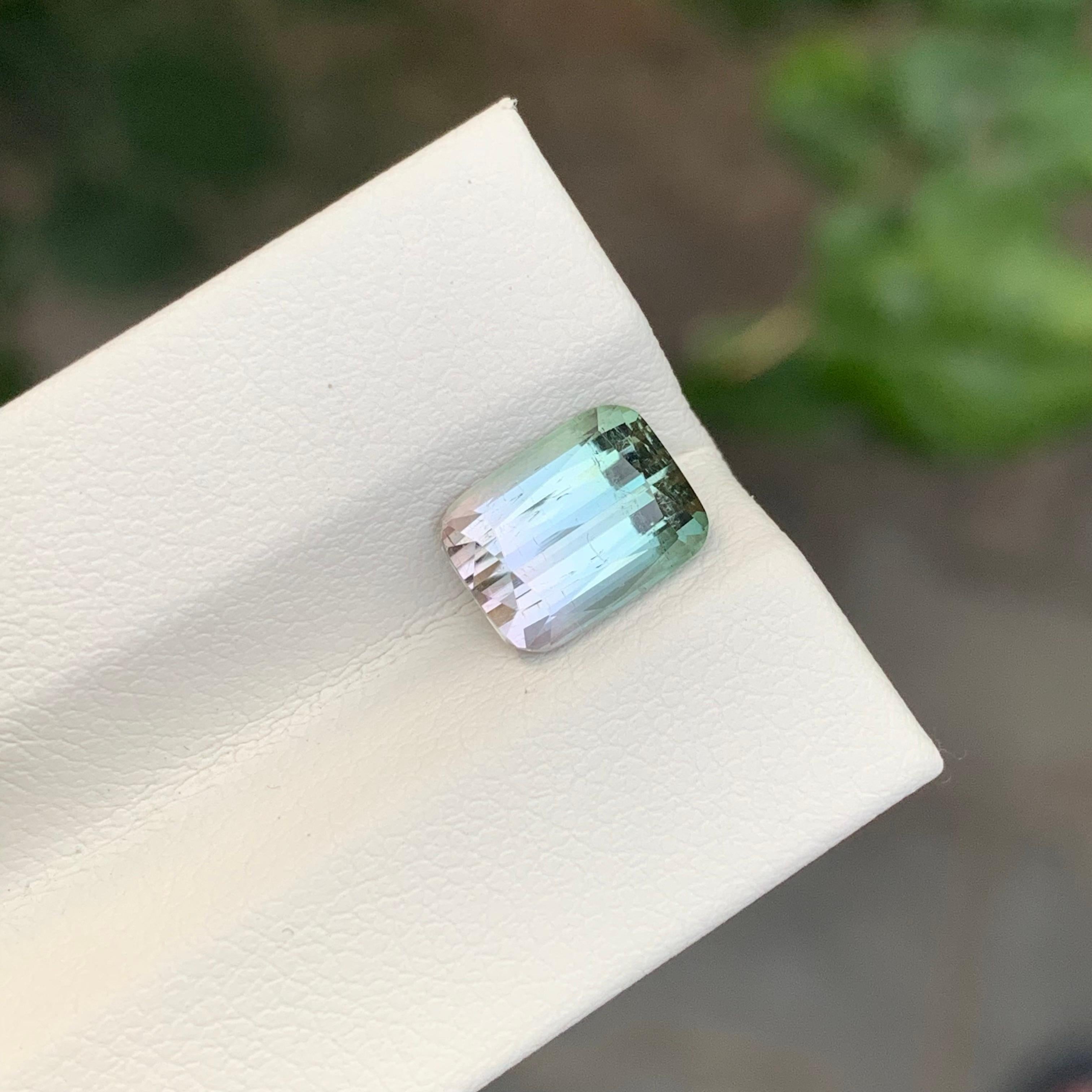 2.70 Carat Natural Loose Bi Colour Tourmaline Cushion Shape Gemstone (pierre précieuse en forme de coussin) en vente 1