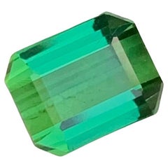 2.70 Carat Natural Loose Bright Green Tourmaline Emerald Shape Gemstone For Ring