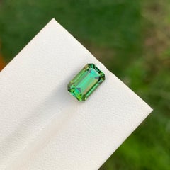2.70 Carat Natural Loose Green Tourmaline Emerald Shape Gem For Necklace