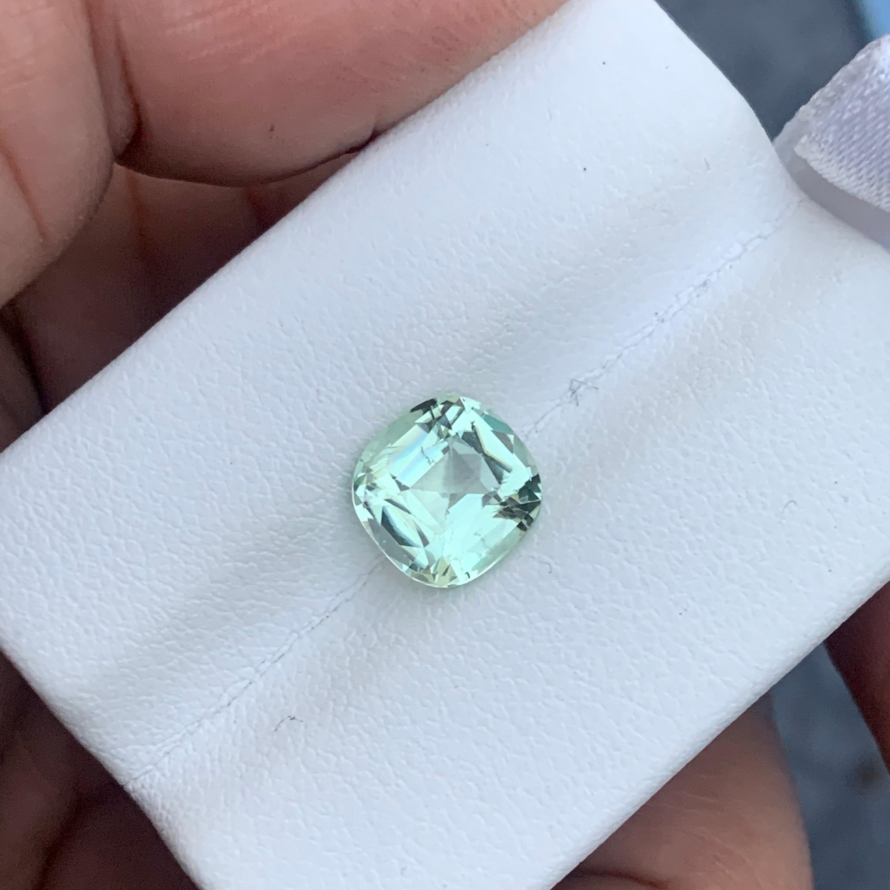 2.70 Carat Natural Loose Mint Green Tourmaline Cushion Shape From Afghan Mine In New Condition For Sale In Peshawar, PK