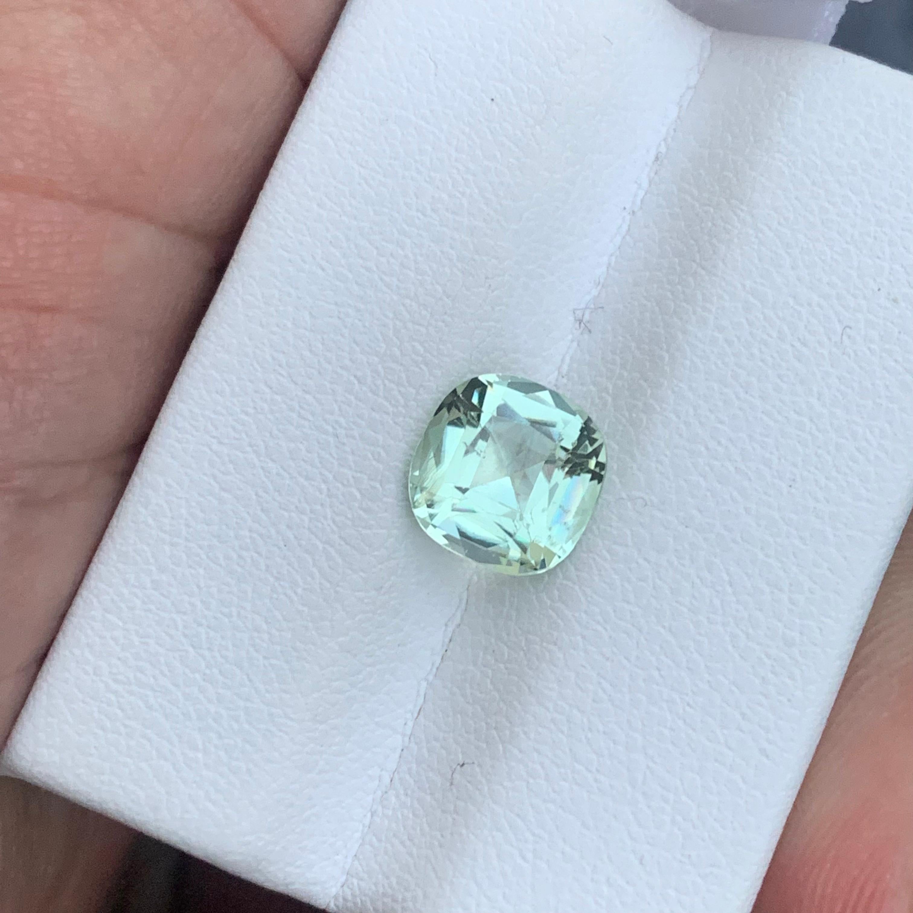 2.70 Carat Natural Loose Mint Green Tourmaline Cushion Shape From Afghan Mine For Sale 2