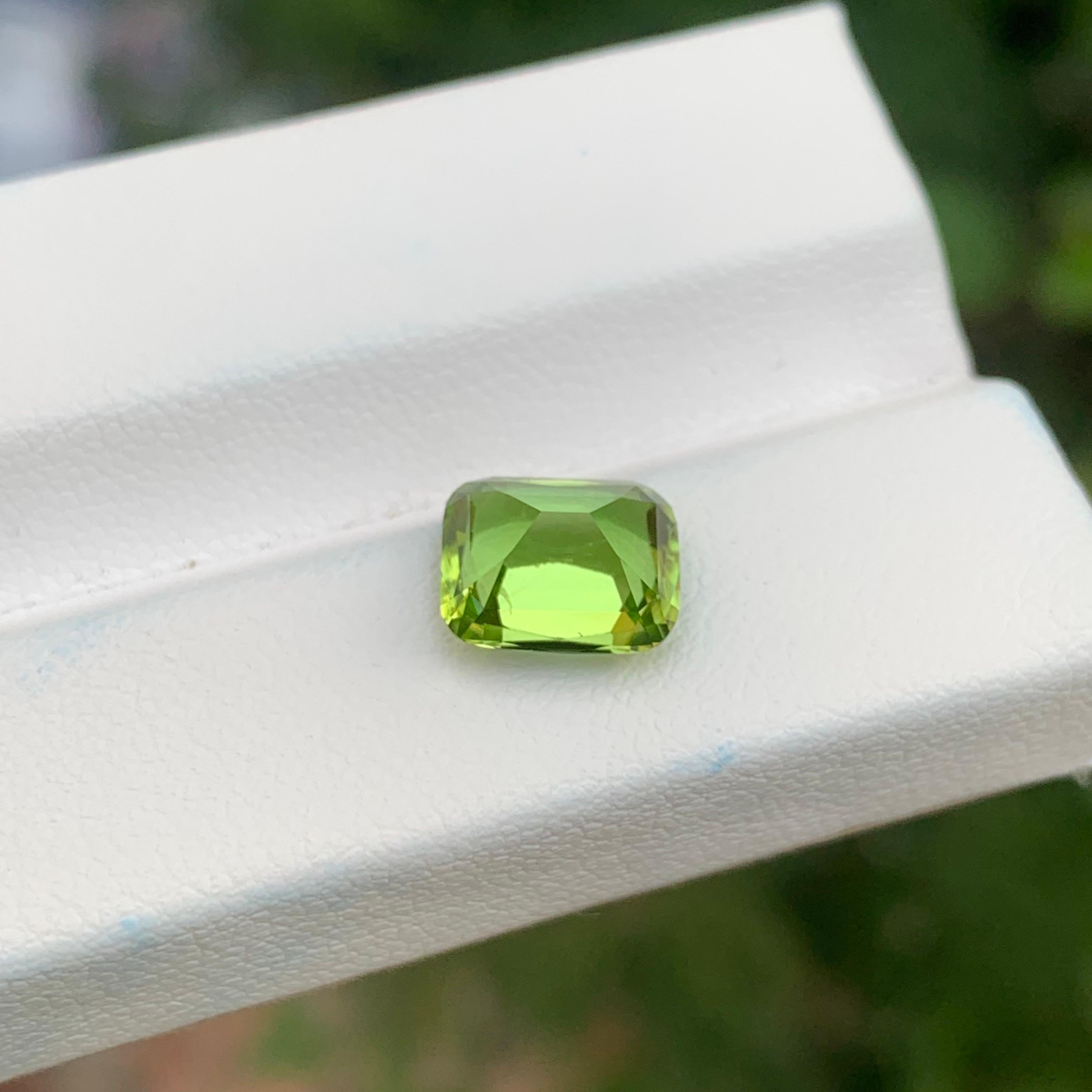 2.70 Carat Natural Loose Peridot Cushion Shape Gemstone For Sale 4