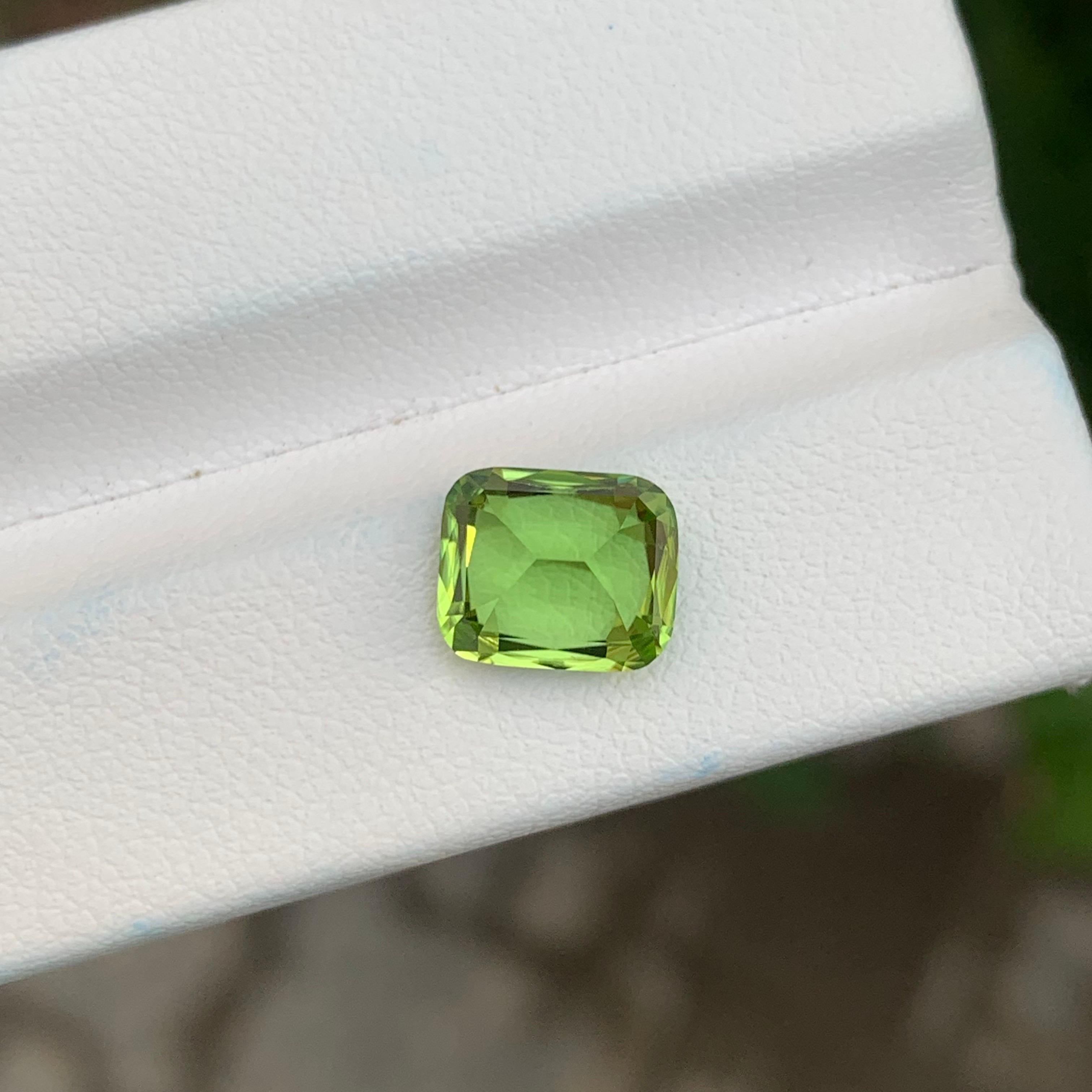 2.70 Carat Natural Loose Peridot Cushion Shape Gemstone For Sale 5