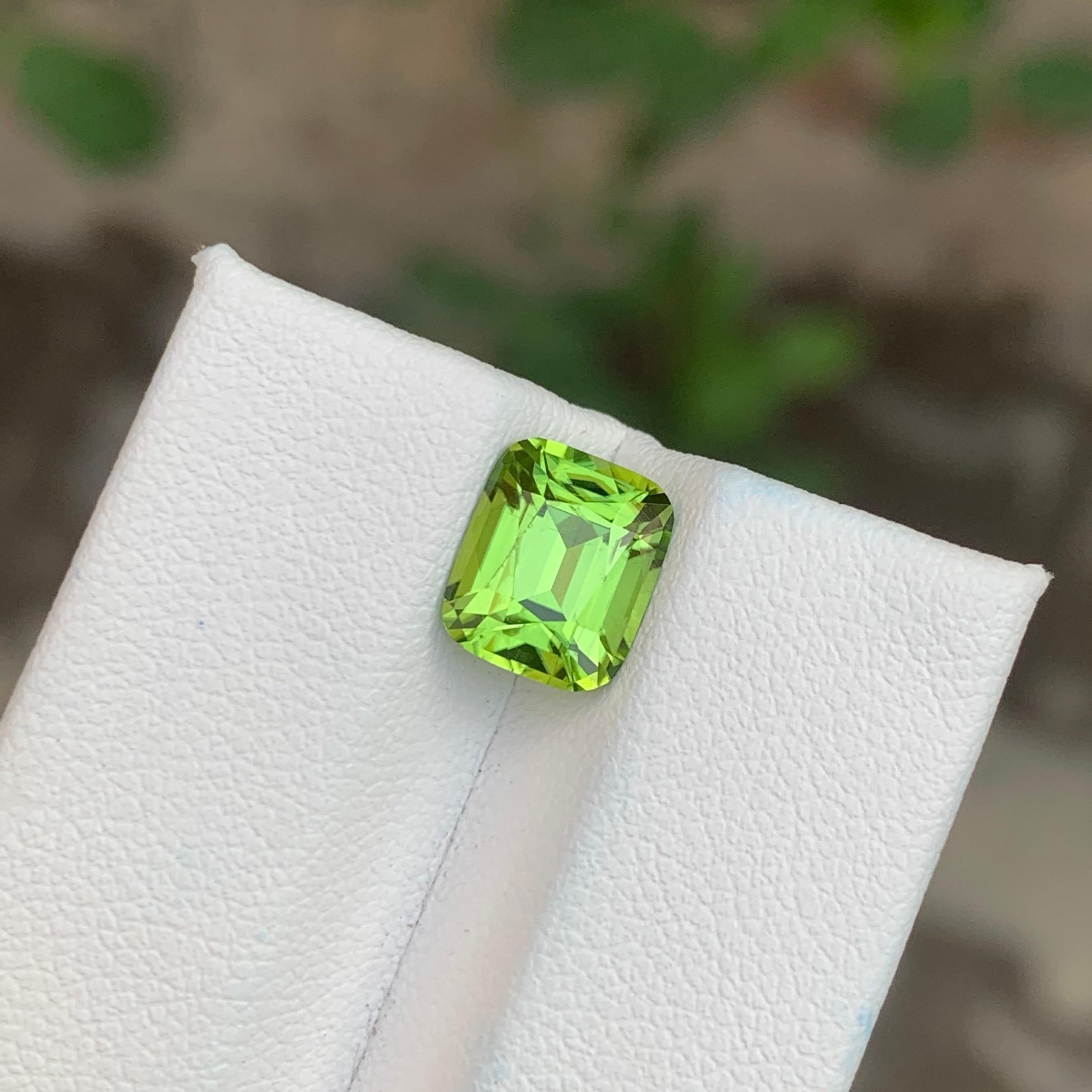 Arts and Crafts 2.70 Carat Natural Loose Peridot Cushion Shape Gemstone For Sale