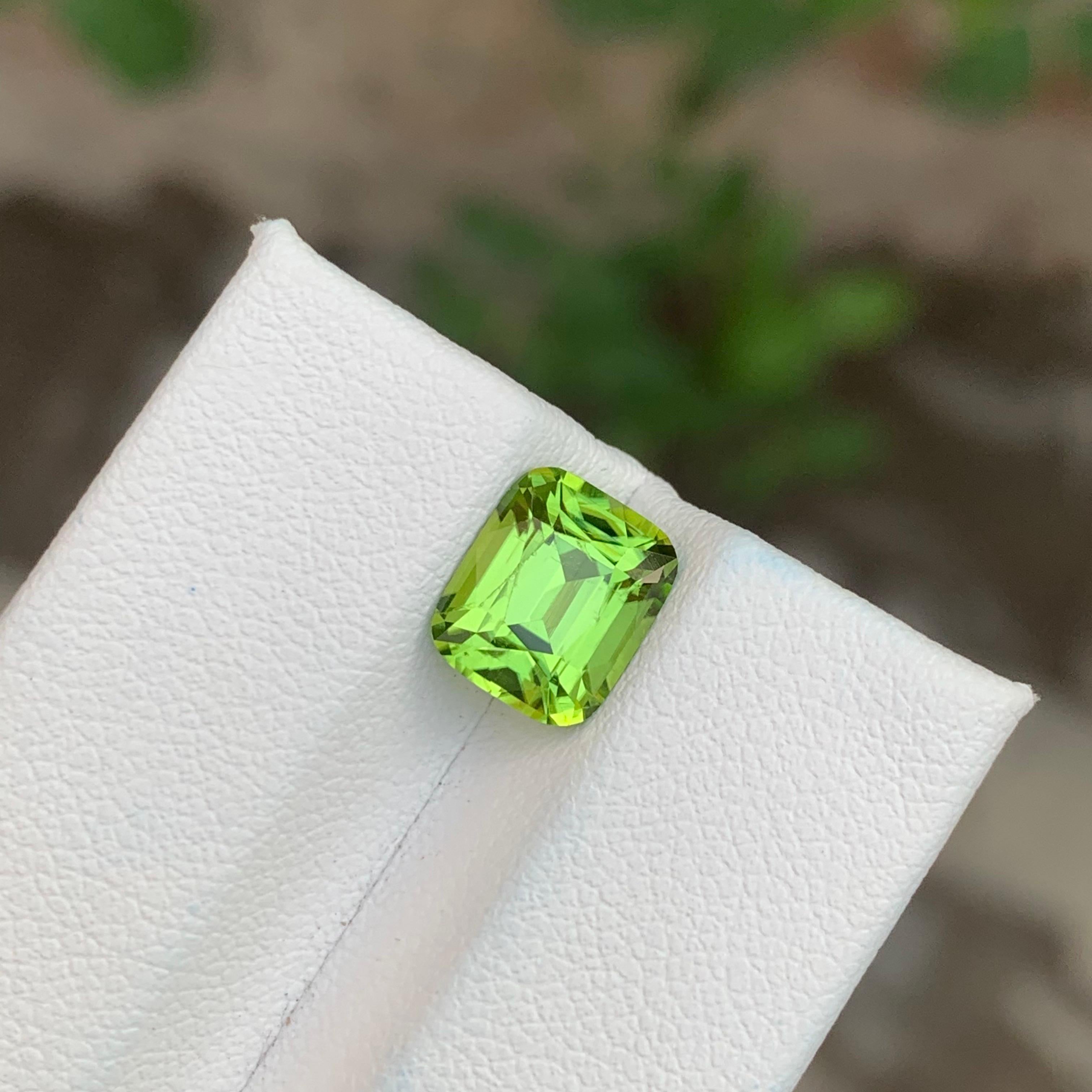 Women's or Men's 2.70 Carat Natural Loose Peridot Cushion Shape Gemstone For Sale