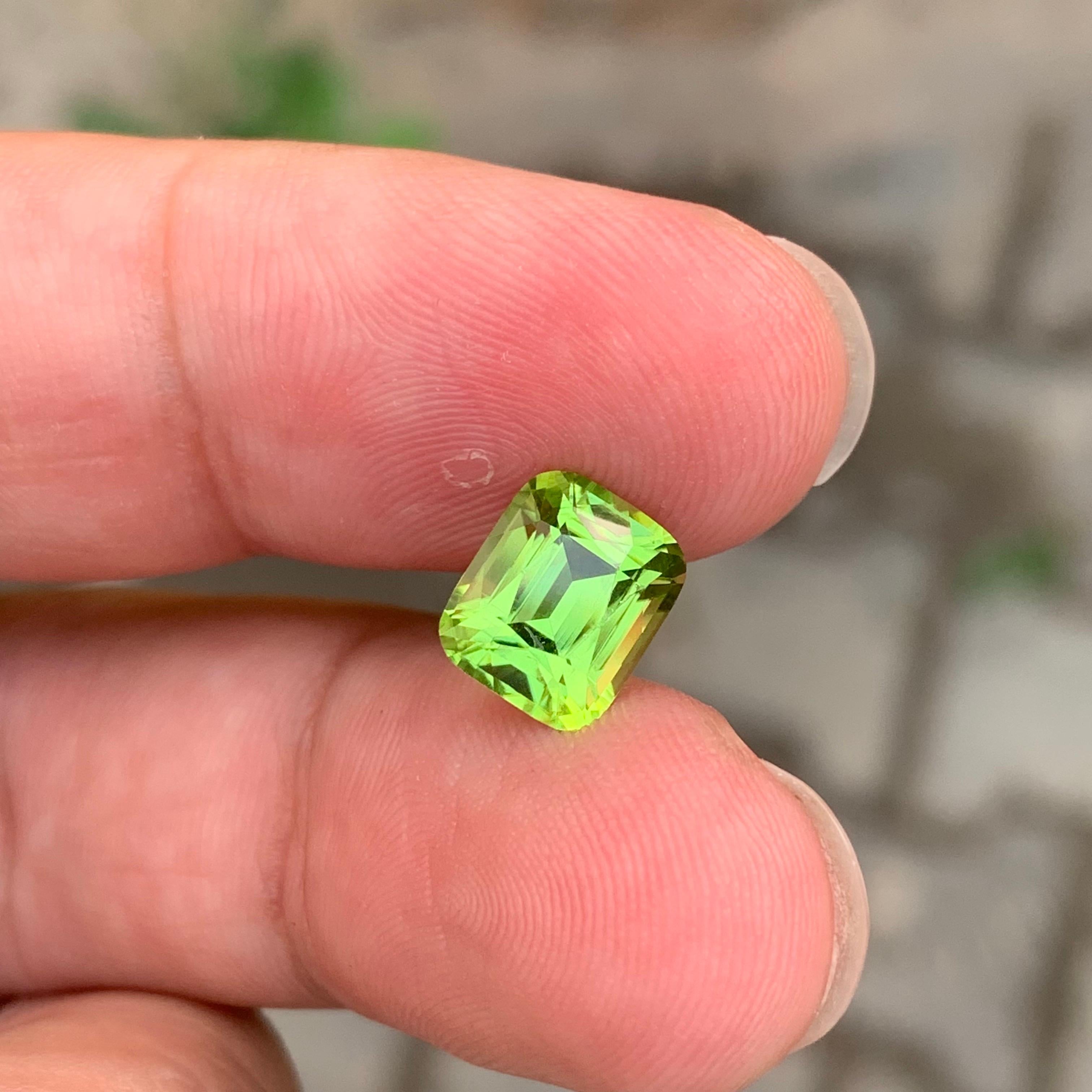 2.70 Carat Natural Loose Peridot Cushion Shape Gemstone For Sale 3