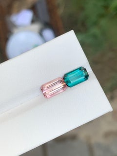 2.70 Carat Natural Loose Reverse Pair Tourmaline Emerald Shape Gemstone