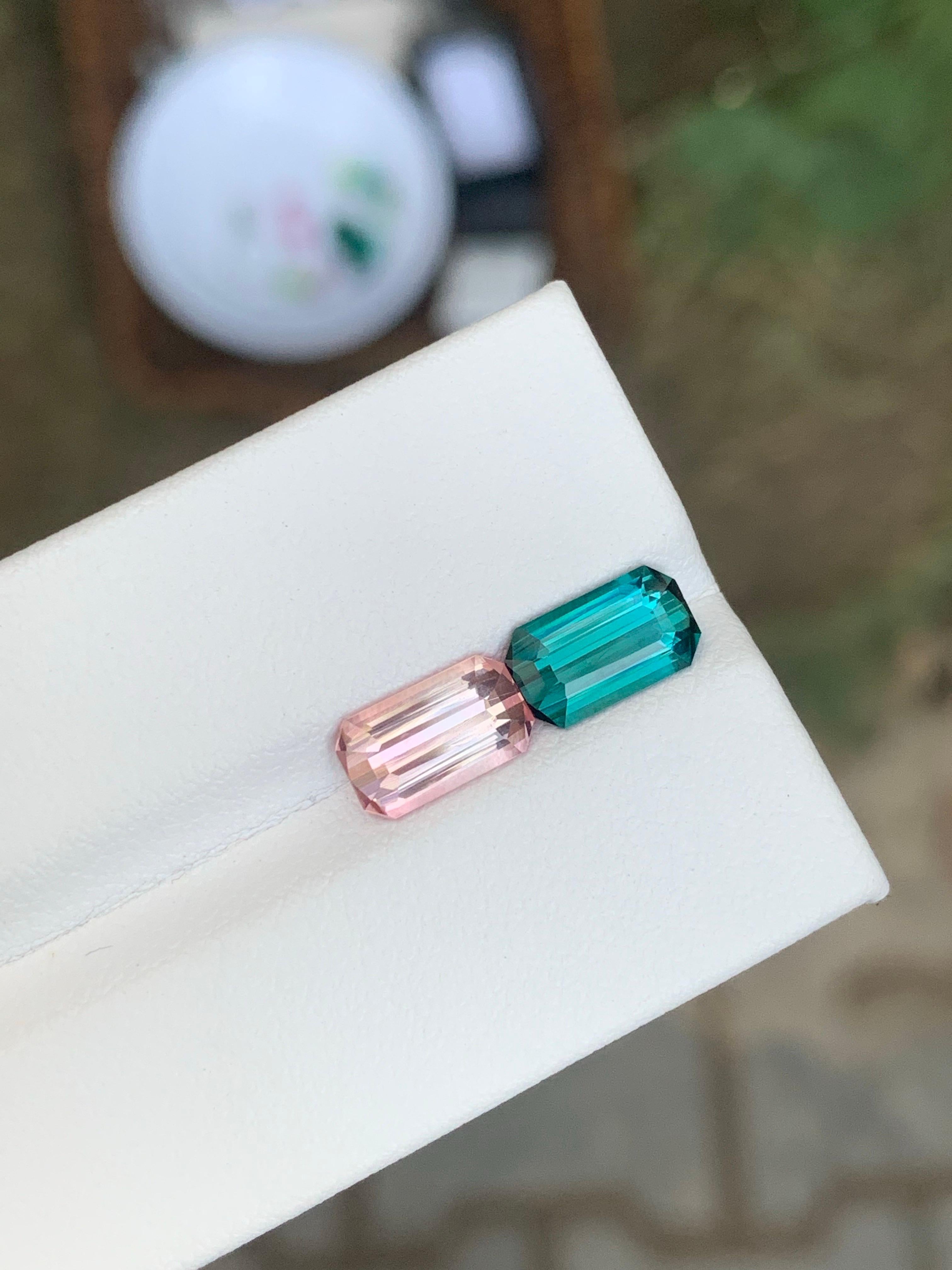 2,70 quilates de turmalina natural suelta inversa en forma de esmeralda Gema Artes y manualidades en venta