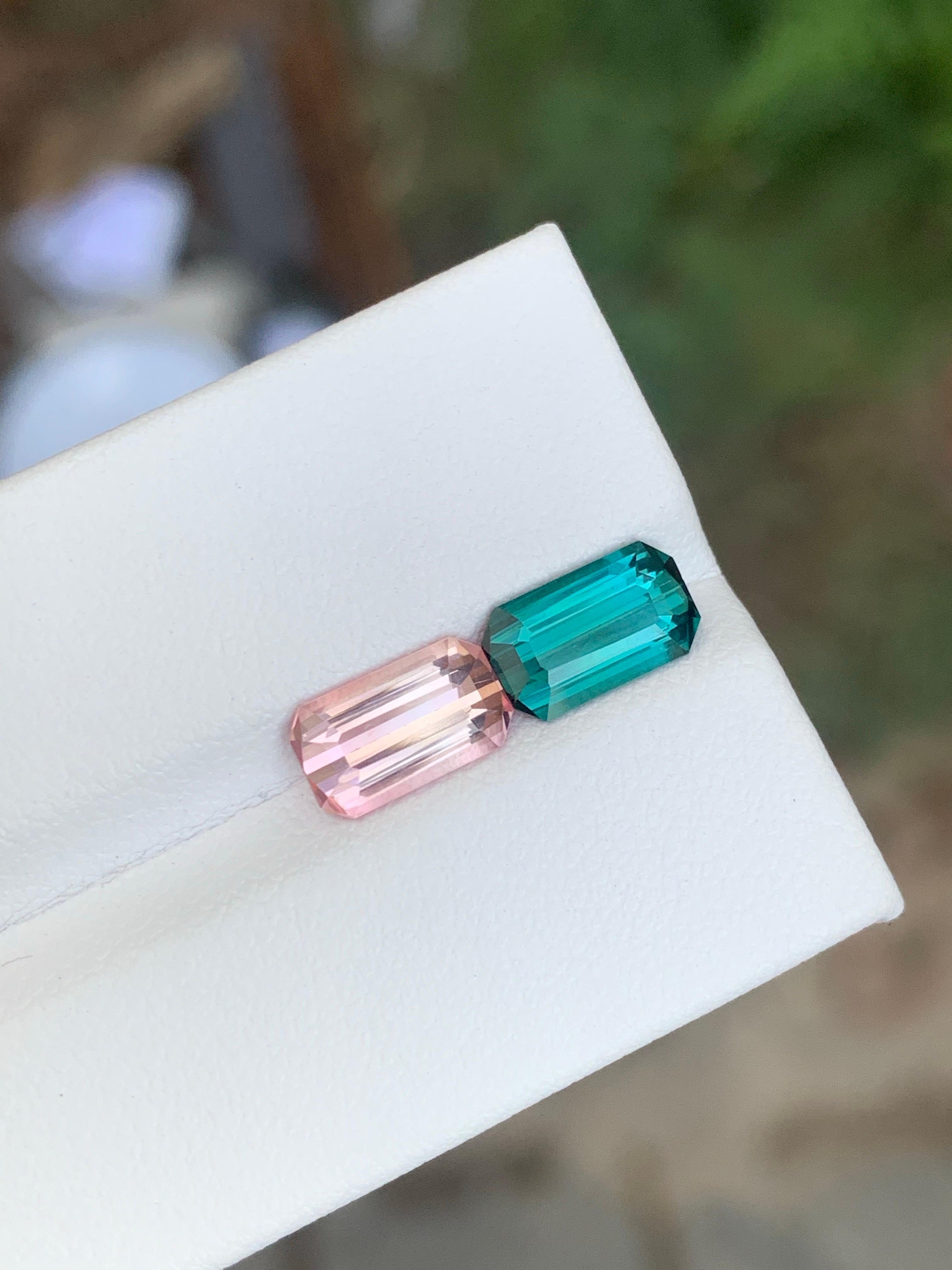 2,70 quilates de turmalina natural suelta inversa en forma de esmeralda Gema Corte esmeralda en venta