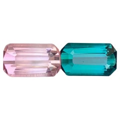 2.70 Carat Natural Loose Reverse Pair Tourmaline Emerald Shape Gemstone