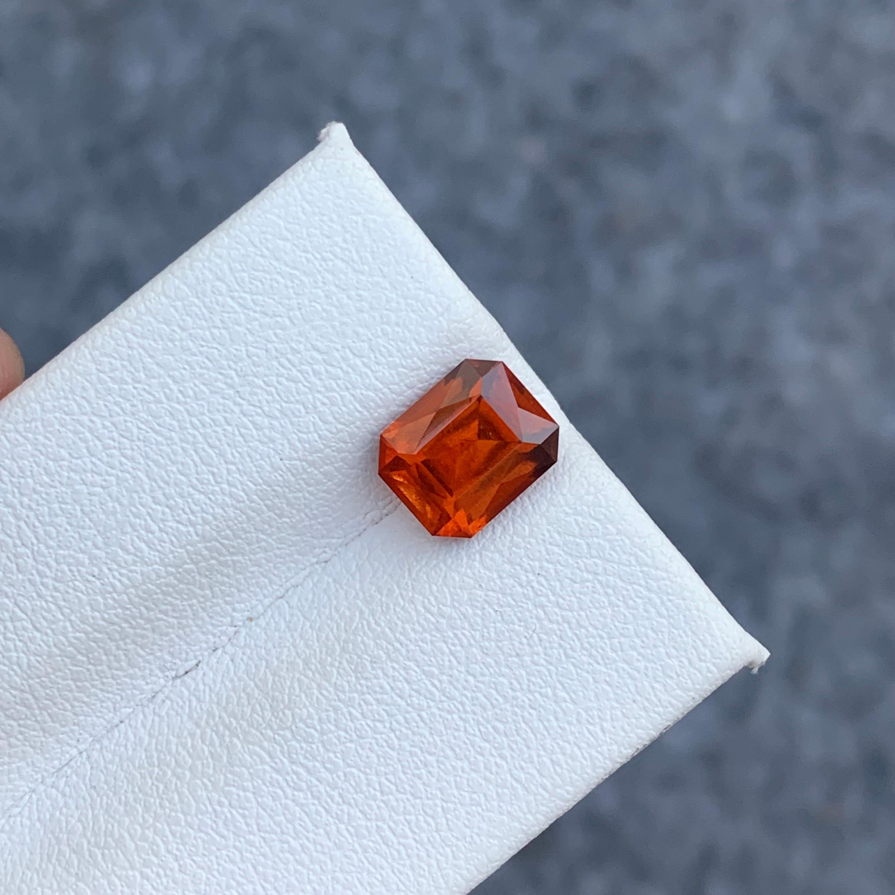 Emerald Cut 2.70 Carat Natural Loose Smoky Hessonite Garnet Gemstone for Sell For Sale