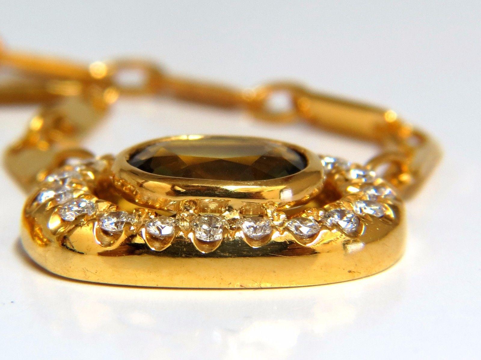 Women's or Men's 2.70 Carat Natural Orange Brown Sapphire Diamonds Necklace 18 Karat For Sale