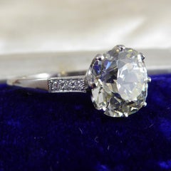 2.70 Carat Old European Cut Diamond Ring, Solitaire Setting on Platinum Band