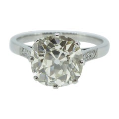 settings for old mine cut diamonds 2.70 Carat Old European Cut Diamond Ring, Solitaire Setting on Platinum Band