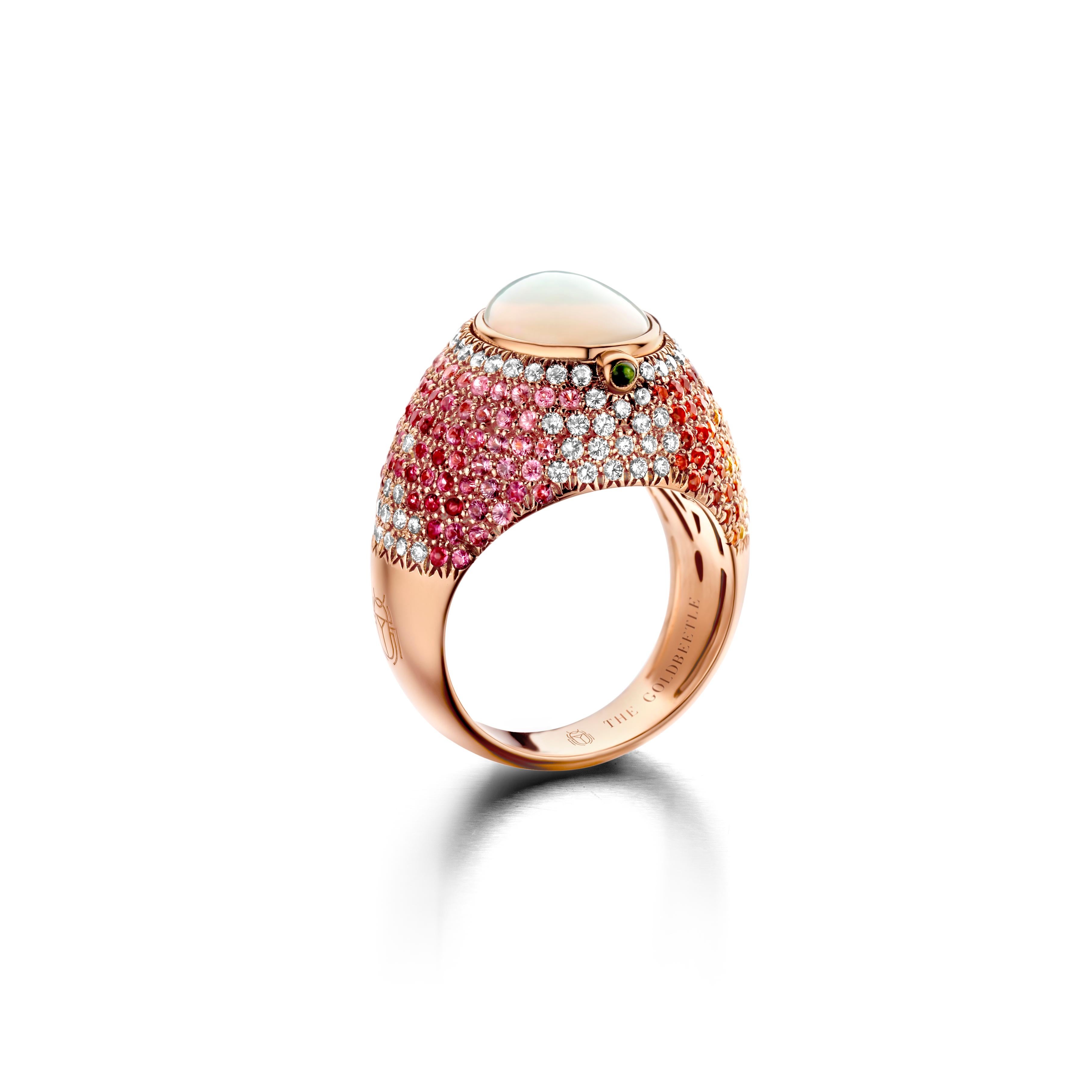 Modern 2.70 Carat Opal 18 Karat Lucky Beetle Diamond Ring For Sale