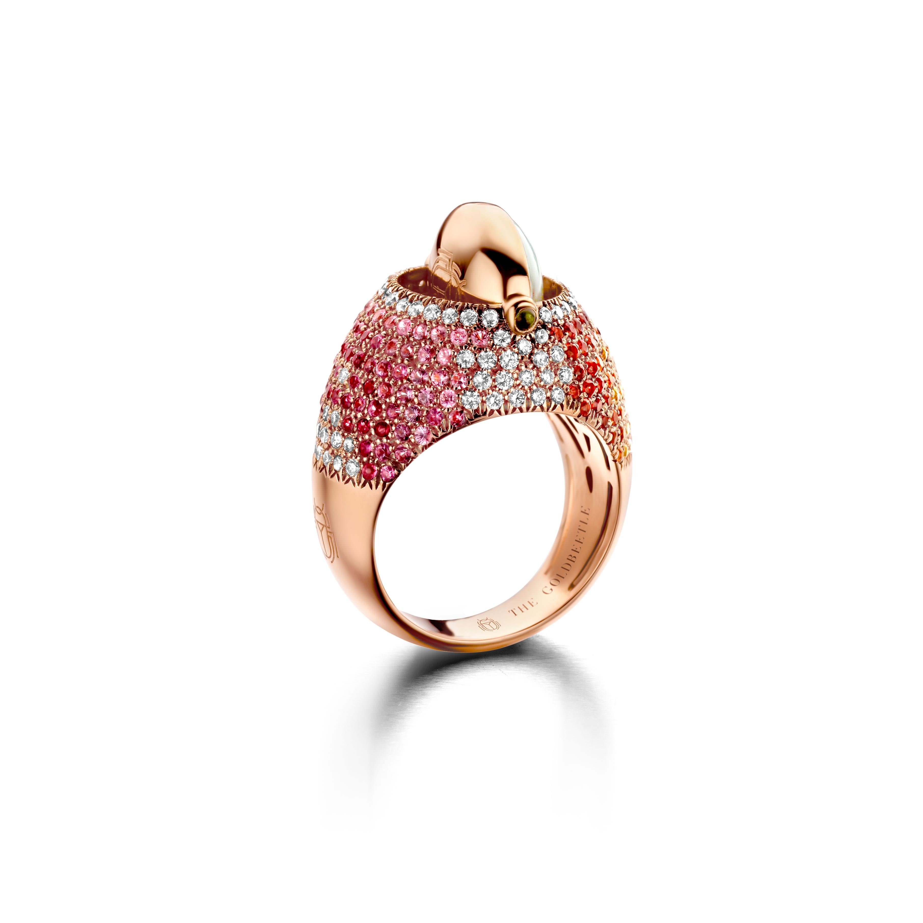 Modern 2.70 Carat White Opal, Sapphire, Diamond Rose Gold Cocktail Ring For Sale