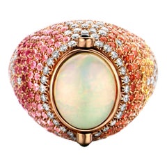 2.70 Carat Opal 18 Karat Lucky Beetle Diamond Ring