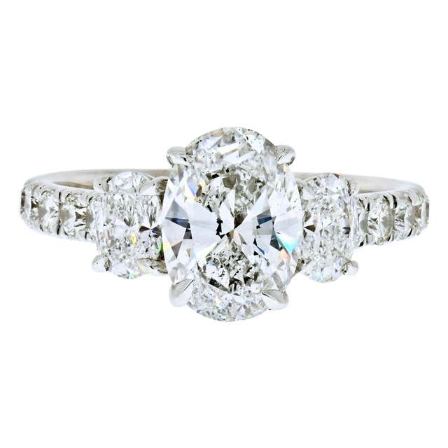 Three-Stone Emerald Cut Aquamarine Platinum Ring 75 Carat For Sale at ...