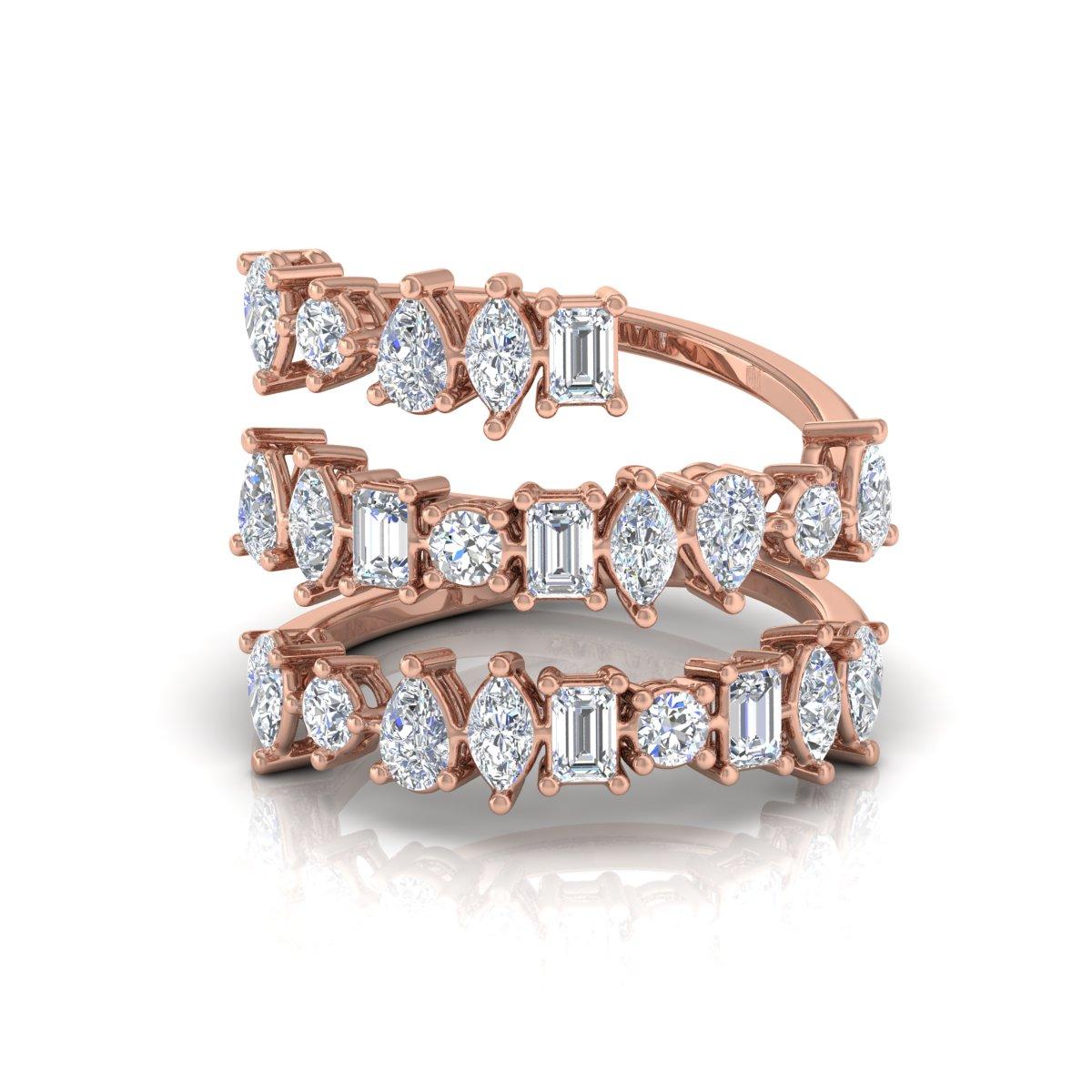 For Sale:  2.70 Carat Pear Baguette Diamond Wrap Ring Solid 18k Rose Gold Handmade Jewelry 6