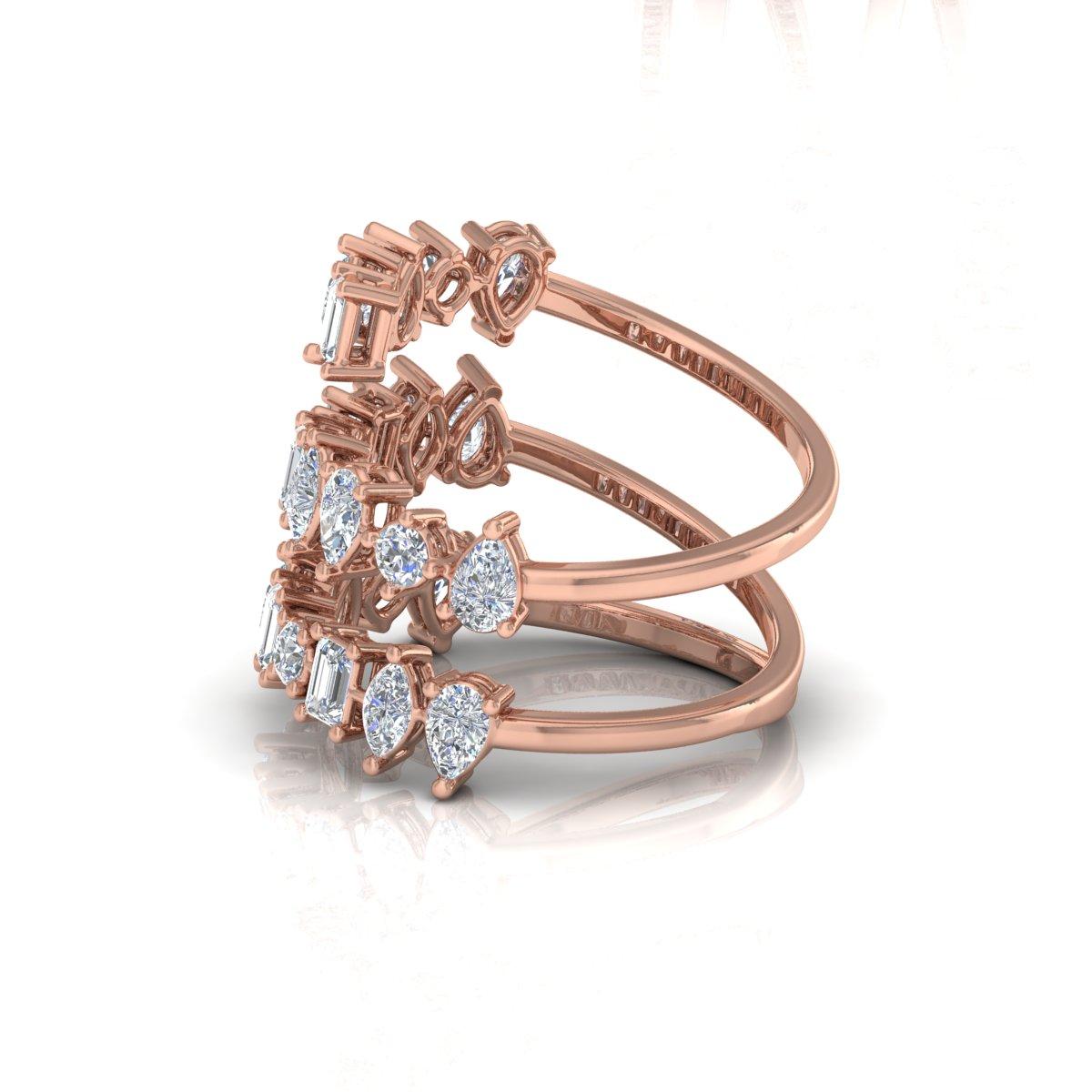 For Sale:  2.70 Carat Pear Baguette Diamond Wrap Ring Solid 18k Rose Gold Handmade Jewelry 8