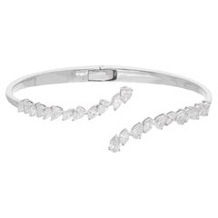 2.70 Carat Pear Diamond Cuff Wrap Bangle Bracelet 18 Karat White Gold Jewelry