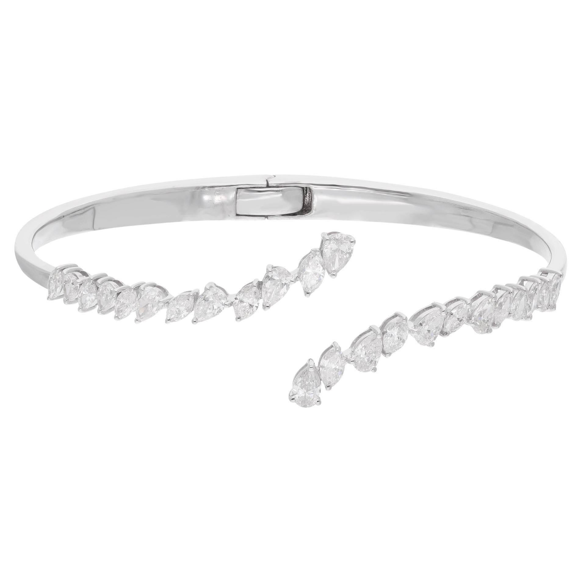 2,70 Carati Pear Diamond Bracciale Wrap Bangle Gioielli in oro bianco 18 carati