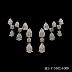 2.70 Carat Pear Shape Diamond Drop Earrings in 18K White Gold