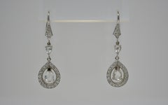 2.70 Carat Rose Cut Pear Shape Diamond Earrings in 18 Karat White Gold