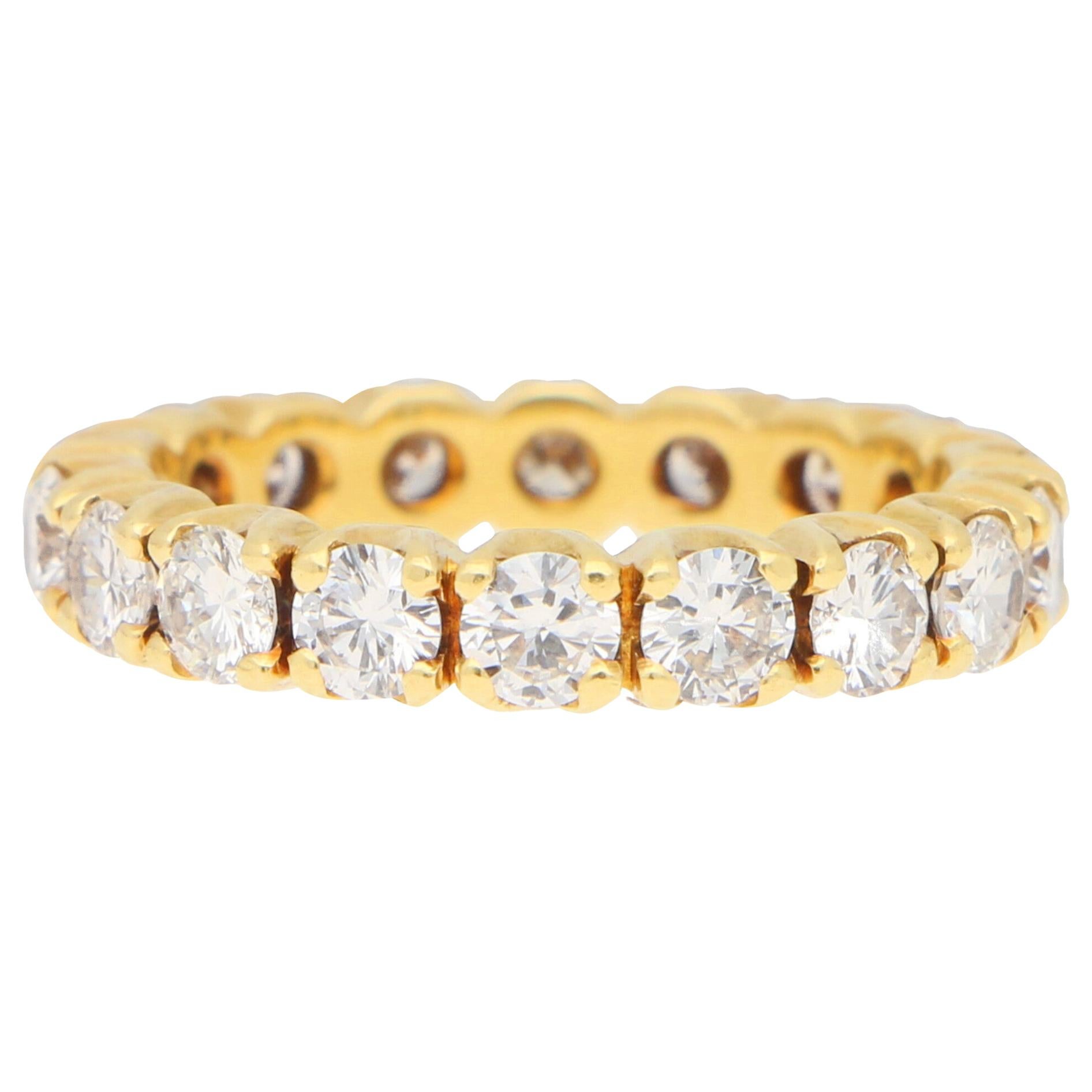 2.70 Carat Round Brilliant Diamond Full Eternity Ring in 18 Karat Yellow Gold