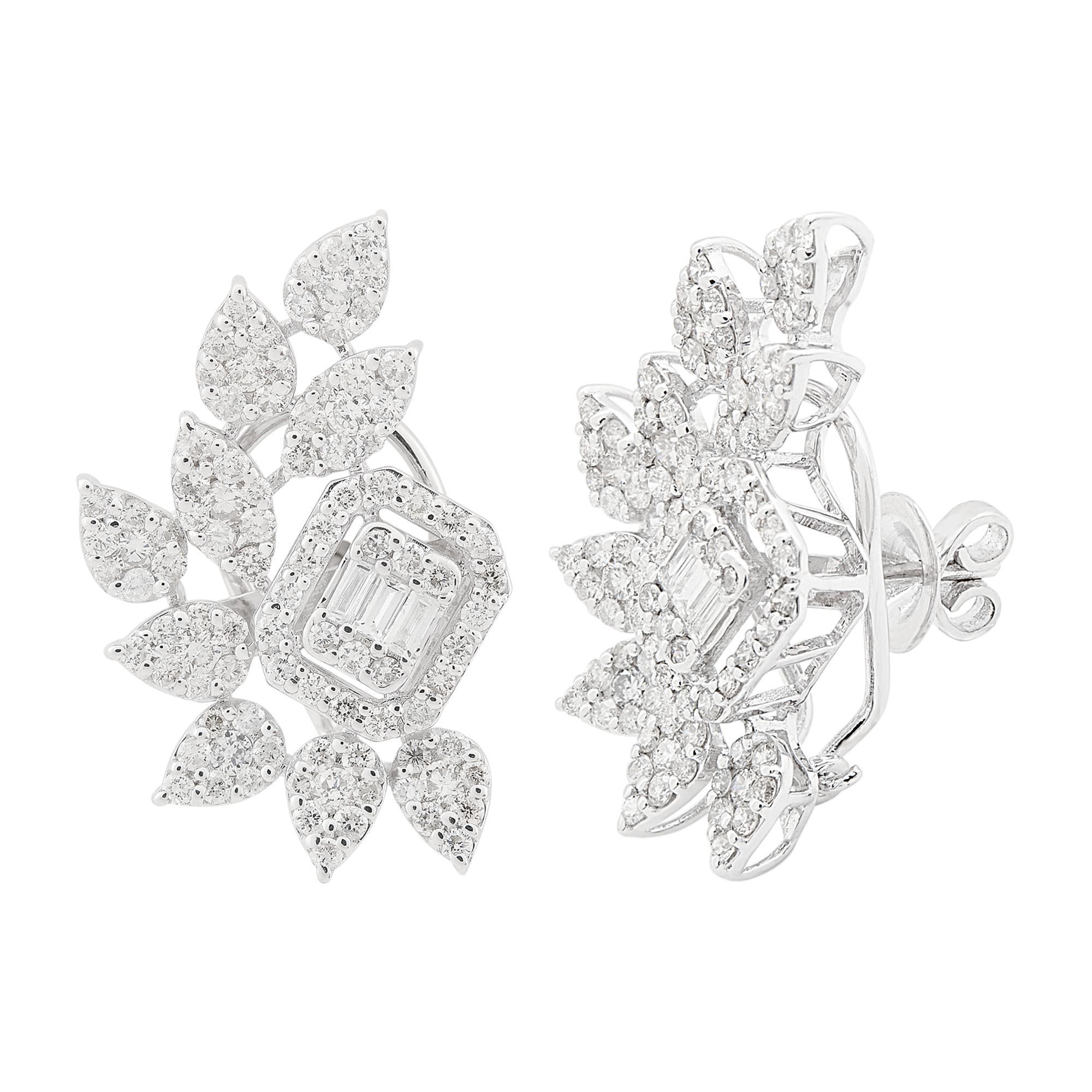 Item Code :- SEE-11383 (14K)
Gross Wt. :- 8.73 gm
14k White Gold Wt. :- 8.19 gm
Diamond Wt. :- 2.70 Ct. ( AVERAGE DIAMOND CLARITY SI1-SI2 & COLOR H-I )
Earrings Size :- 28 mm approx

✦ Sizing
.....................
We can adjust most items to fit