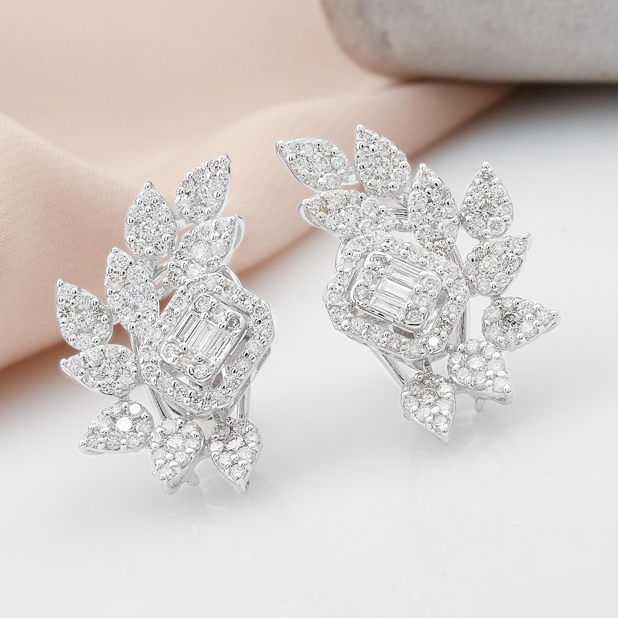 Modern 2.70 Carat SI Clarity HI Color Diamond Stud Earrings 14 Karat White Gold Jewelry For Sale