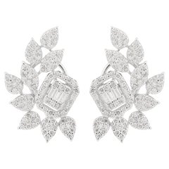 Pendientes de diamantes de 2,70 quilates, claridad SI y color HI, en oro blanco de 14 quilates