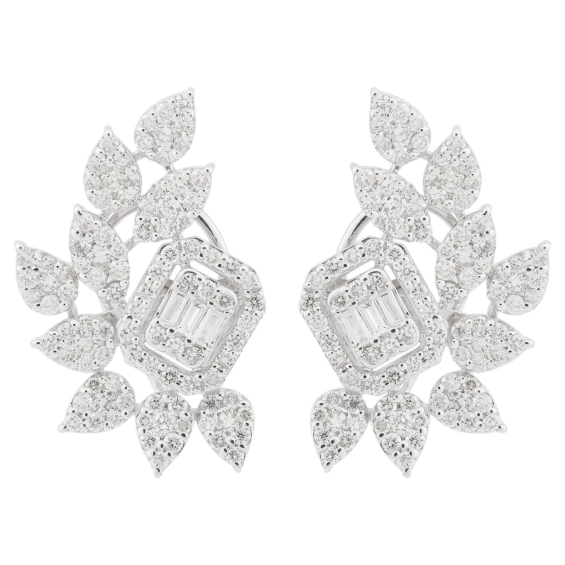 Clous d'oreilles en diamant de 2,70 carats, pureté SI, couleur HI, en or blanc 18 carats.