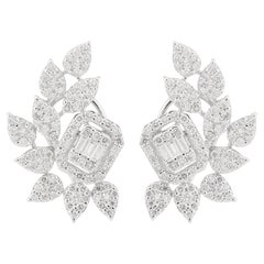2.70 Carat SI Clarity HI Color Diamond Stud Earrings 18 Karat White Gold Jewelry