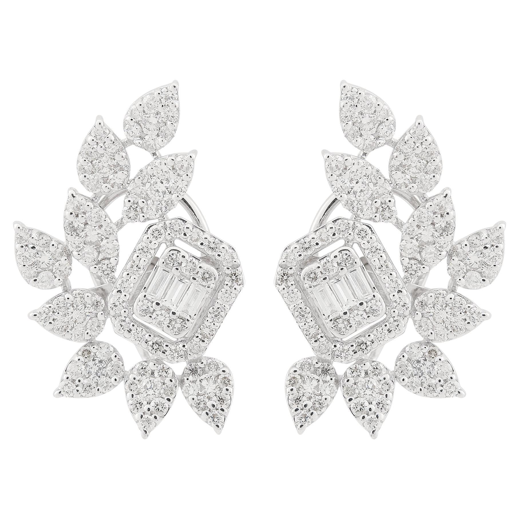 2.70 Carat SI Clarity HI Color Diamond Stud Earrings 18 Karat White Gold Jewelry For Sale