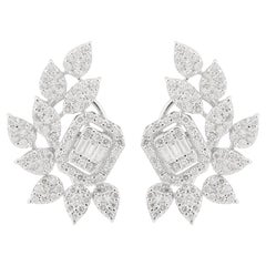 Pendientes de diamantes de 2,70 quilates con claridad SI y color HI Joyas de oro blanco de 18 quilates
