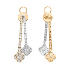 2.70 Carat SI Clarity HI Color Diamond Yellow White Gold Clover Design Earrings