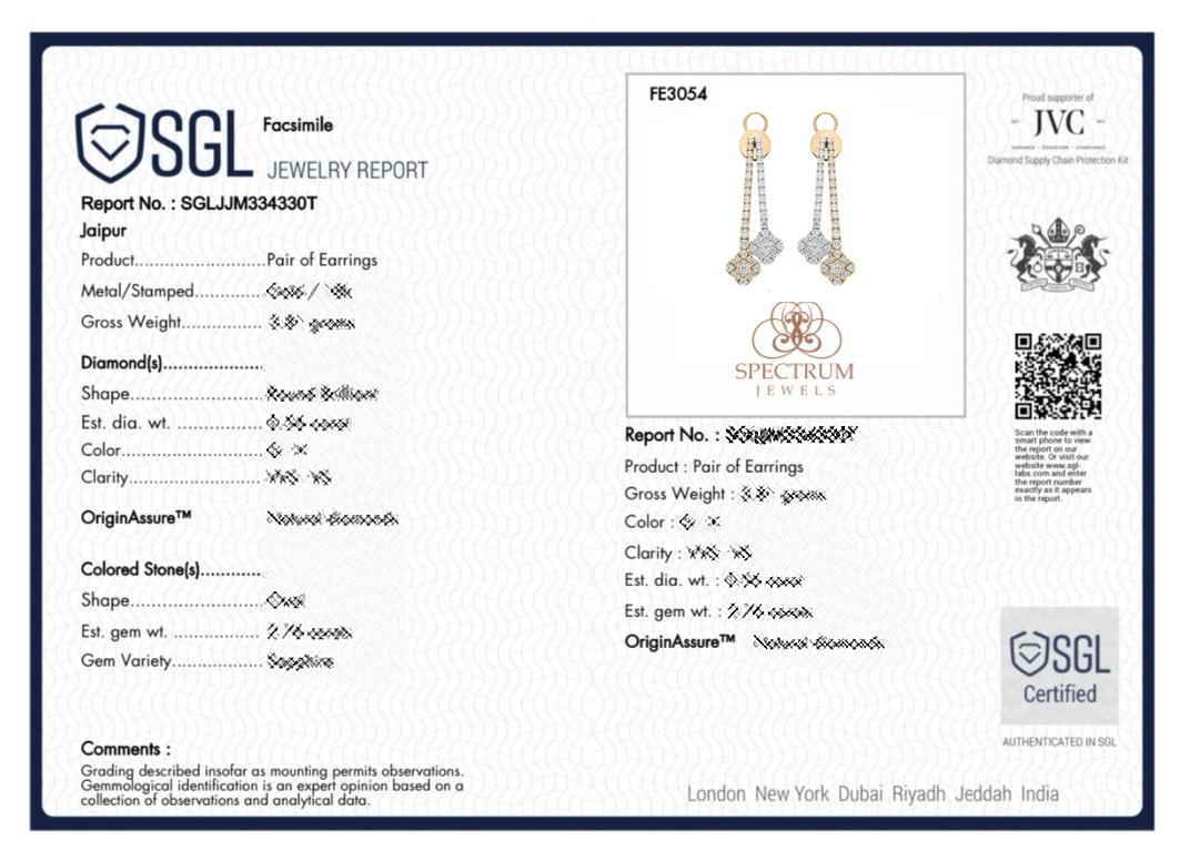 2,70 Karat SI Reinheit HI Farbe Diamant Gelb Weißgold Kleeblatt Design Ohrringe Damen im Angebot