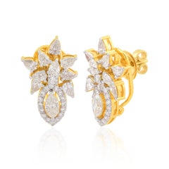 2,70 Quilates SI Claridad HI Color Diamante Marquesa Forma Pera Oro Amarillo 18 Kilates