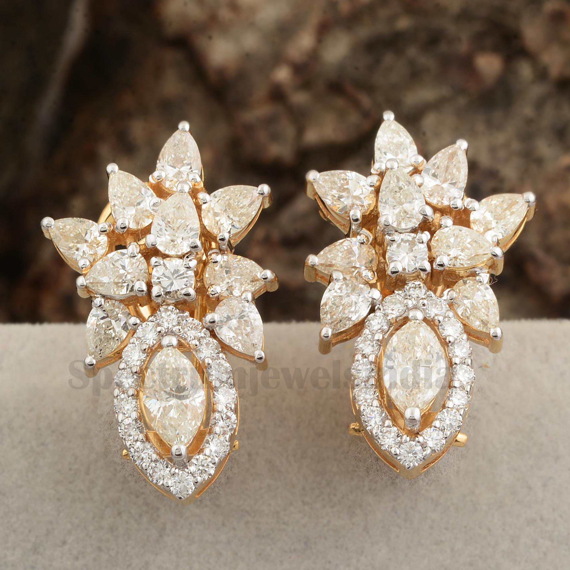 2,70 Karat SI Reinheit HI Farbe Marquise Birnenform Diamant 18 Karat Gelbgold (Moderne) im Angebot
