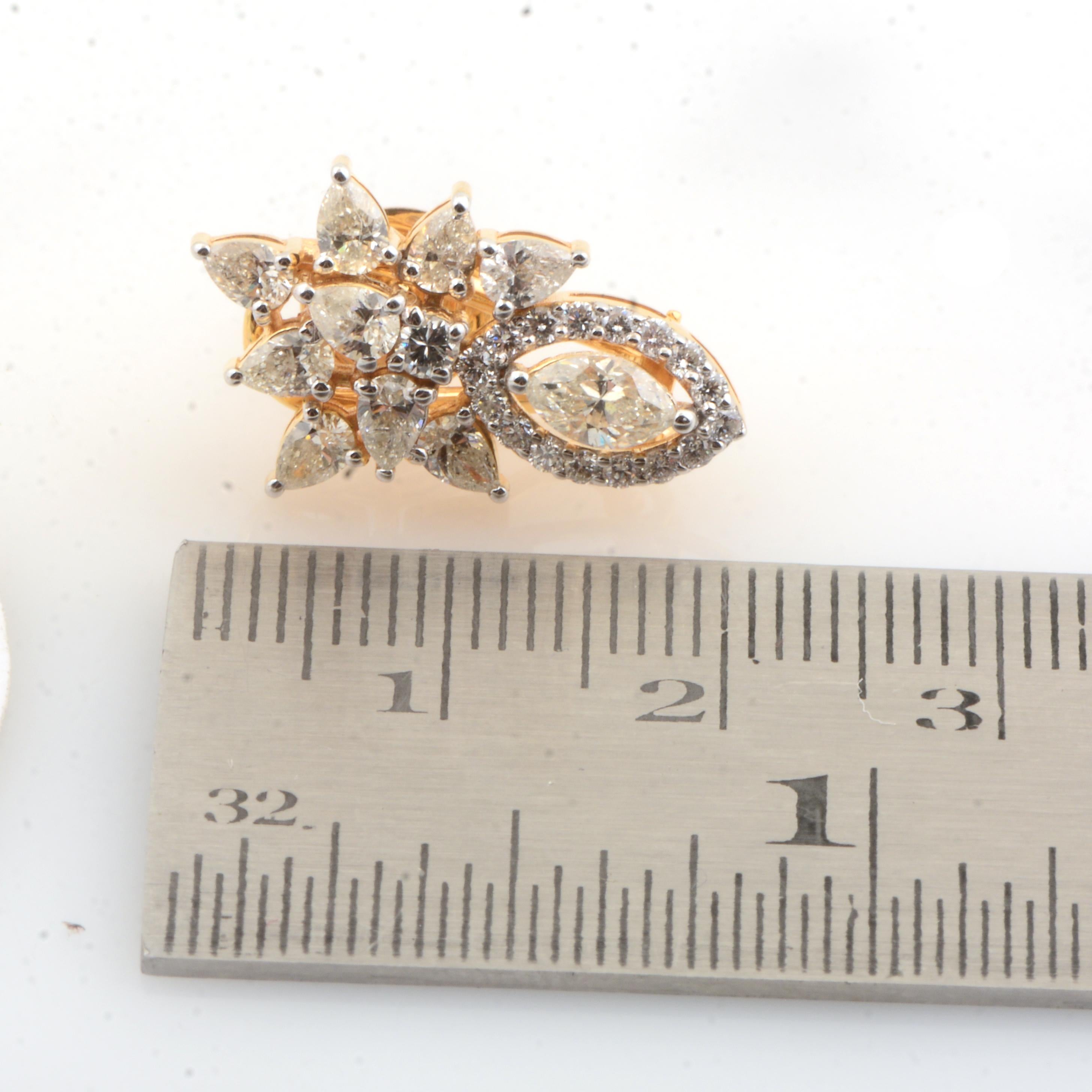 2,70 Karat SI Reinheit HI Farbe Marquise Birnenform Diamant 18 Karat Gelbgold (Marquiseschliff) im Angebot